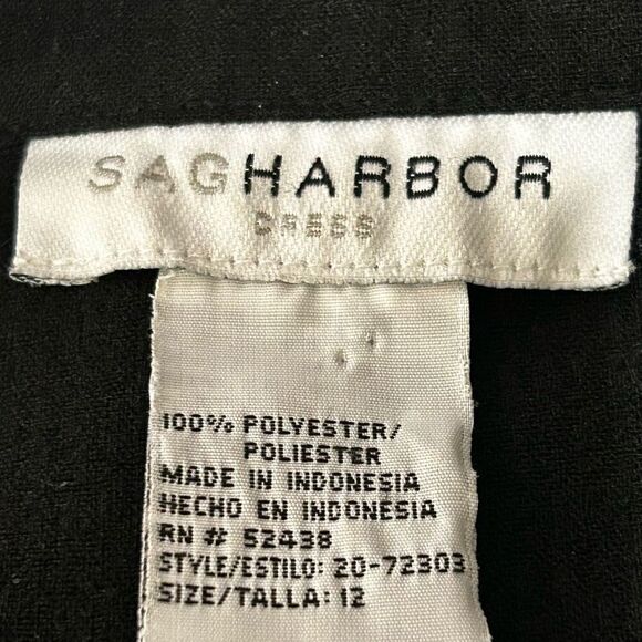 Sag Harbor Dress Evening Jacket Size 12 Black Embroidered Ruffle 3/4 Sleeve - Picture 15 of 16